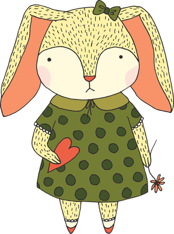 Sweet Yellow Nursery Valentine Bunny Rabbit Cartoon Vinyl Decal Sticker