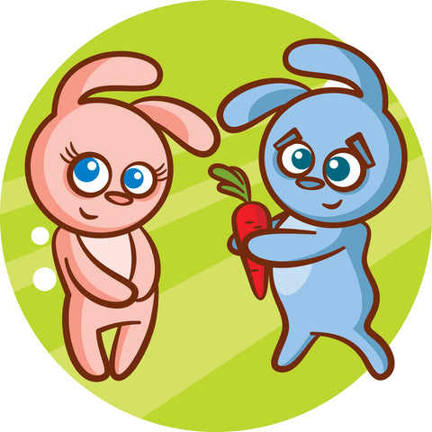 Sweet Young Bunny Rabbit Couple Cartoon Green Icon Vinyl Decal Sticker
