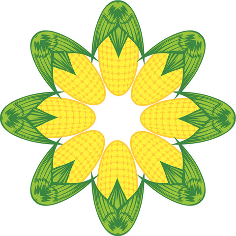 Symmetric Corn Shaped Petal Flower Cartoon Icon Vinyl Decal Sticker