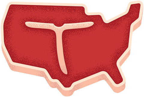 T-Bone Steak in America Silhouette Cartoon Vinyl Decal Sticker