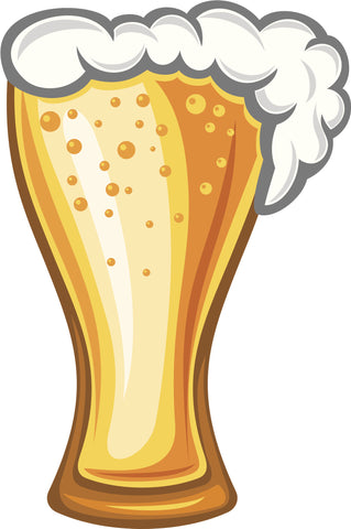 Tall Foamy Ice Cold Glass of Beer Cartoon Vinyl Decal Sticker