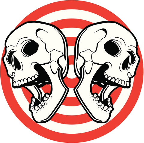 Target Bullseye With Two Skulls Vinyl Decal Sticker