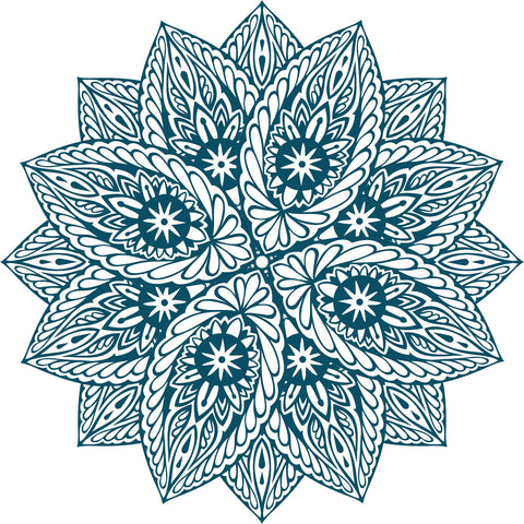Teal Blue Tribal Pattern Mandala Flower Icon Vinyl Decal Sticker