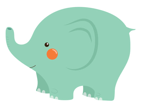 Teal Green Adorable Baby Watercolor Elephant Cartoon Vinyl Decal Sticker