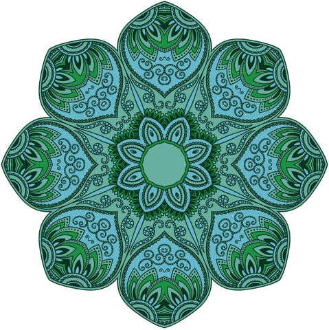 Teal Green Paisley Mandala Flower Icon Vinyl Decal Sticker