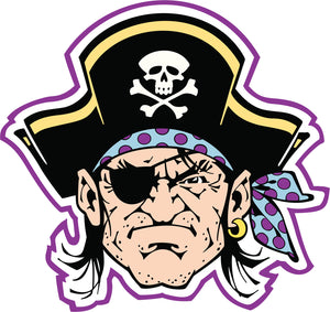 Tough Pirate Captain with Eye Patch Cartoon Vinyl Decal Sticker