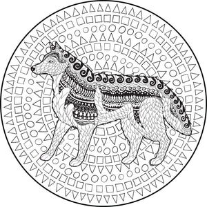 Tribal Henna Pattern Wolf in Geometric Icon Vinyl Decal Sticker