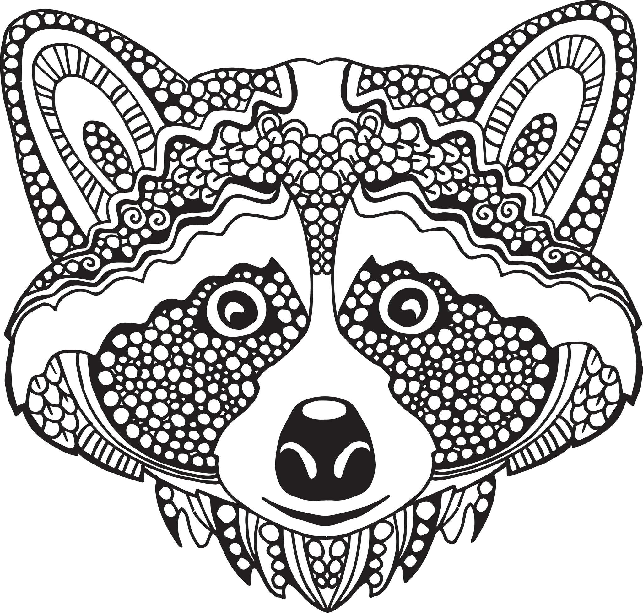 Tribal Pattern Racoon Face  Icon Vinyl Decal Sticker