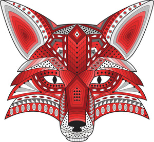 Tribal Print Red Fox Cayote Vinyl Decal Sticker