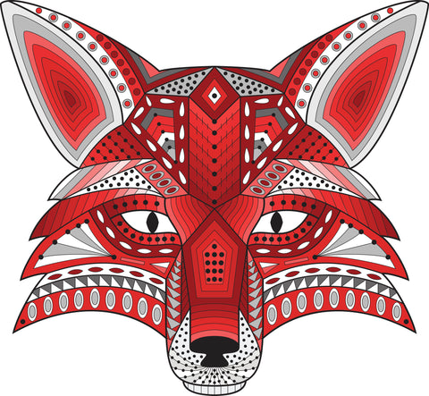 Tribal Print Red Fox Cayote Vinyl Decal Sticker
