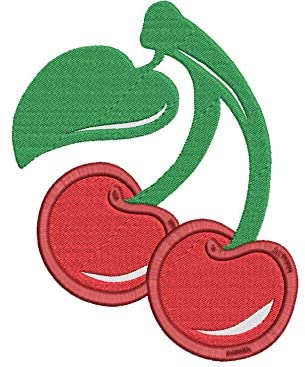 Iron on / Sew On Patch Applique Twin Cherries with Heart Leaf Clipart Cartoon Emoji Embroidered Design
