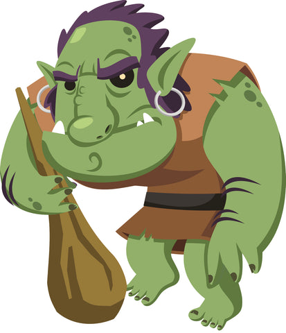 Ugly Green Ancient Ogre with Club Decal Sticker