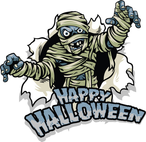 Ugly Scary Undead Haunted Mummy Happy Halloween Cartoon Icon Decal Sticker