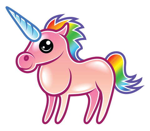 Unicorn in Shiny Pink Cartoon Drawing Decal Sticker
