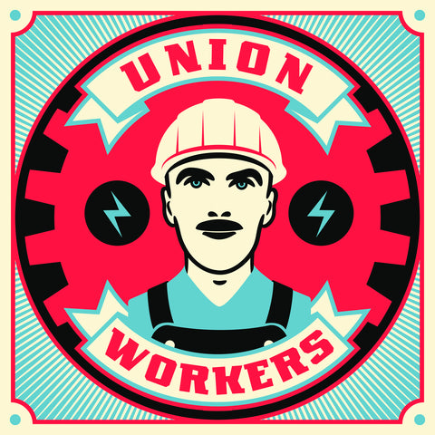 Union Workers Vintage Cartoon Icon Decal Sticker