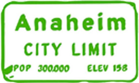 Vintage California City Tourist Souvenir Stamp Logo Cartoon Art - Anaheim City Limit Vinyl Decal Sticker