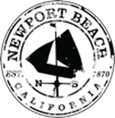 Vintage California City Tourist Souvenir Stamp Logo Cartoon Art - Newport Beach Sailboat Vinyl Decal Sticker