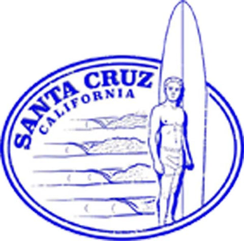 Vintage California City Tourist Souvenir Stamp Logo Cartoon Art - Santa Cruz Surfer Vinyl Decal Sticker