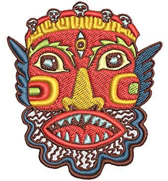 Iron on / Sew On Patch Applique Voodoo Tiki Tribal Totem Mask #6 Embroidered Design