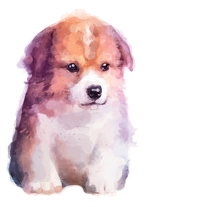 Watercolor Fluffy Corgi Puppy Dog Vinyl Decal Sticker