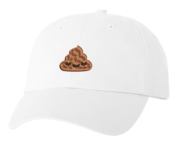 Unisex Adult Washed Dad Hat Happy Poop Emoji Cartoon (5) Embroidery Sketch Design
