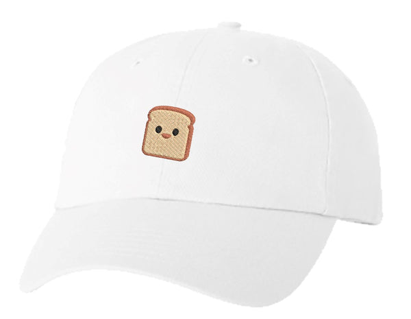 Unisex Adult Washed Dad Hat Cute Sweet Simple Slice of Bread Kawaii Emoji Cartoon Art - Wheat Bread Embroidery Sketch Design