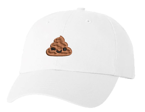 Unisex Adult Washed Dad Hat Happy Poop Emoji Cartoon (2) Embroidery Sketch Design