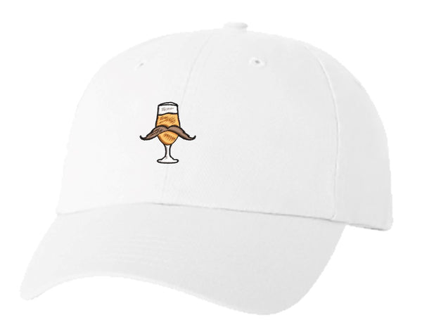 Unisex Adult Washed Dad Hat Pokal Beer Glass with Handlebar Mustache Manly Brewery Drink Funny Symbol Icon Cartoon Embroidery Sketch Design