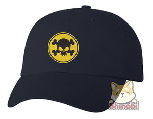 Unisex Adult Washed Dad Hat Simple Skull Crossbones Yellow Road Sign Cartoon Embroidery Sketch Design