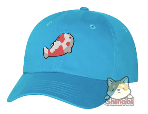 Unisex Adult Washed Dad Hat Adorable Kawaii Koi Fish Cartoon Drawing #2 Embroidery Sketch Design