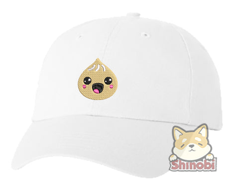 Unisex Adult Washed Dad Hat Adorable Happy Japanese Food Dumpling Cartoon Emoji Embroidery Sketch Design