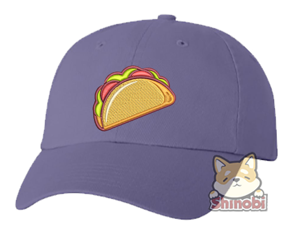 Unisex Adult Washed Dad Hat Yummy Delicious Food Meal Cartoon - Taco Embroidery Sketch Design