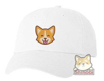 Unisex Adult Washed Dad Hat Cute Corgi Shiba Inu Fox Emoji Embroidery Sketch Design