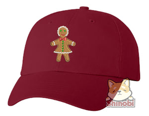 Unisex Adult Washed Dad Hat Yummy Holiday Ginger Bread Cookies Woman Embroidery Sketch Design