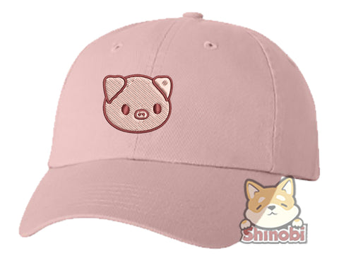 Unisex Adult Washed Dad Hat Cute Baby Country Animal - Piggie Piglet Embroidery Sketch Design