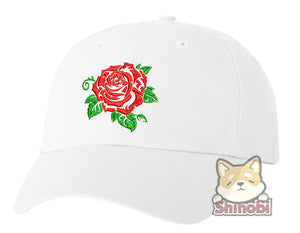 Unisex Adult Washed Dad Hat Simple Tattoo Style Rose Flower Cartoon Icon #4 Embroidery Sketch Design