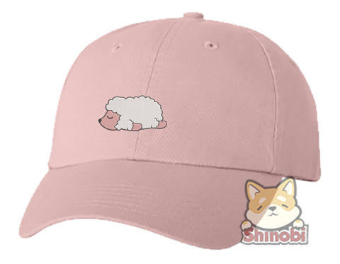 Unisex Adult Washed Dad Hat Cute Sleepy Lazy Sheep Cartoon - Sheep Embroidery Sketch Design