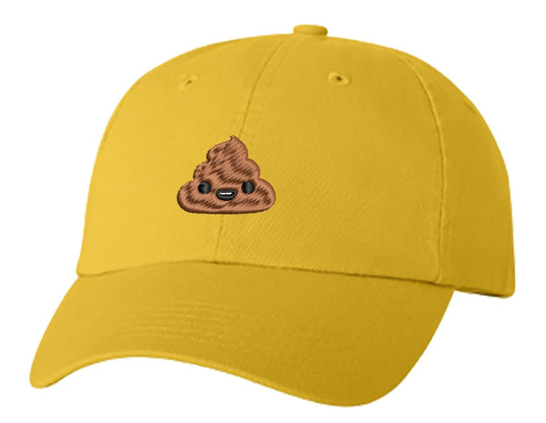 Unisex Adult Washed Dad Hat Happy Poop Emoji Cartoon (3) Embroidery Sketch Design