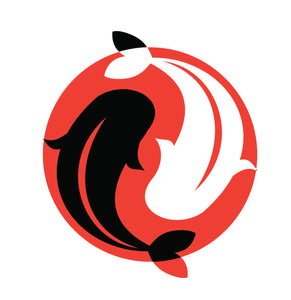 Ying and Yang Koi Fish in Red Sun Vinyl Decal Sticker