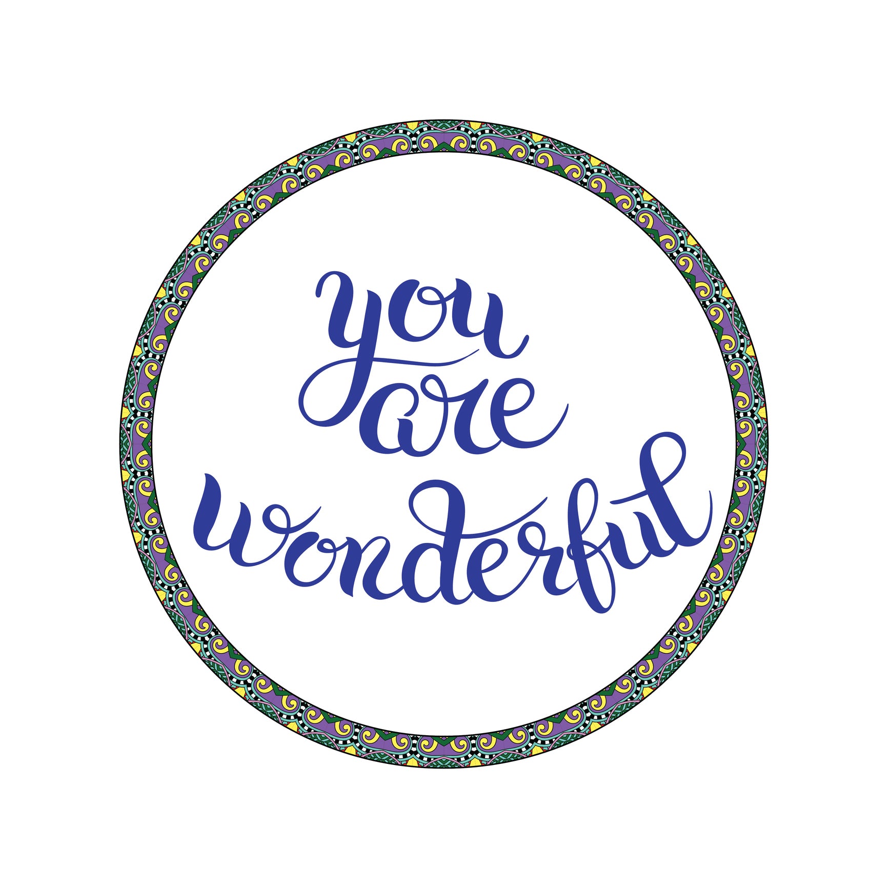 You Are Wonderful Quote in Dainty Circle Border Vinyl Decal Sticker