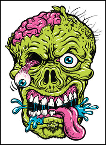 Yucky Scary Green Zombie Brains Out Vinyl Decal Sticker