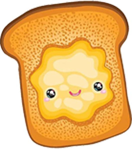 Yummy Delicious Breakfast Brunch Food Cartoon Emoji - Buttered Toast Vinyl Decal Sticker