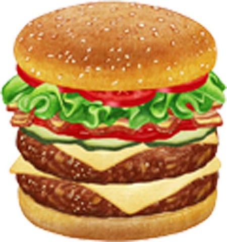 Yummy Delicious Realistic Double Cheeseburger Cartoon Vinyl Decal Sticker