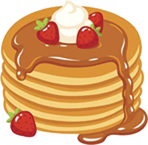 Yummy Delicious Stack Of Breakfast Pancakes Cartoon - Whip Cream And Strawberries Vinyl Decal Sticker