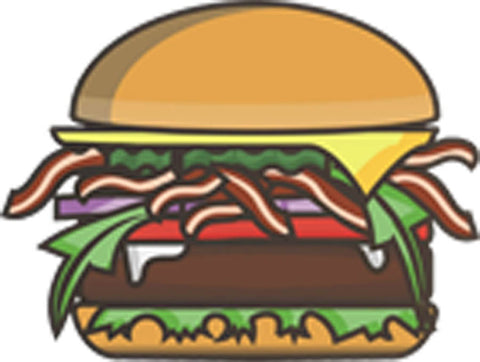 Yummy Delicious Supreme Deluxe Cheeseburger Cartoon Vinyl Decal Sticker