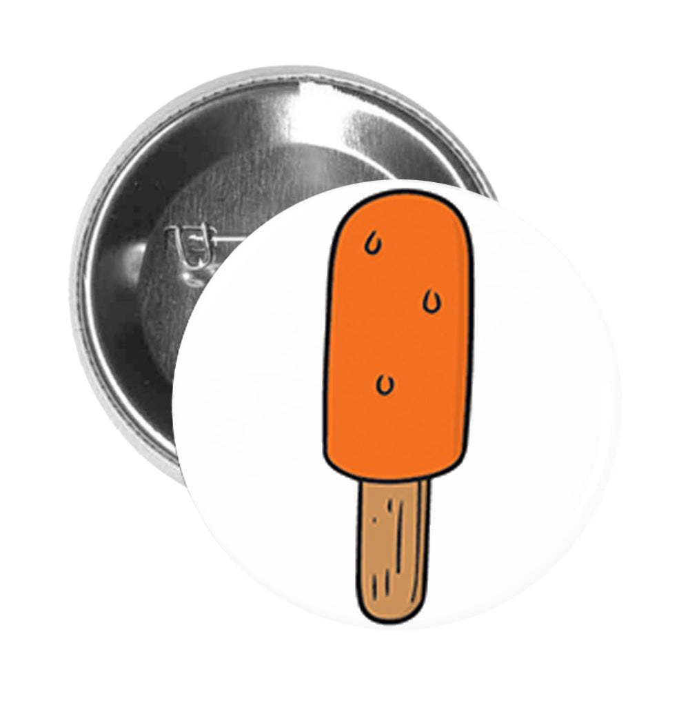 Round Pinback Button Pin Brooch Yummy Delicious Sweet Cold Frozen Dessert Cartoon - Orange Popsicle