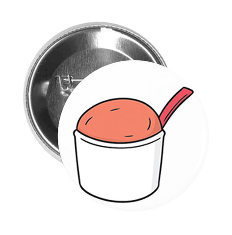 Round Pinback Button Pin Brooch Yummy Delicious Sweet Cold Frozen Dessert Cartoon -Strawberry Yogurt