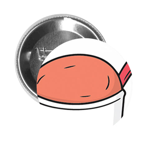 Round Pinback Button Pin Brooch Yummy Delicious Sweet Cold Frozen Dessert Cartoon -Strawberry Yogurt - Zoom