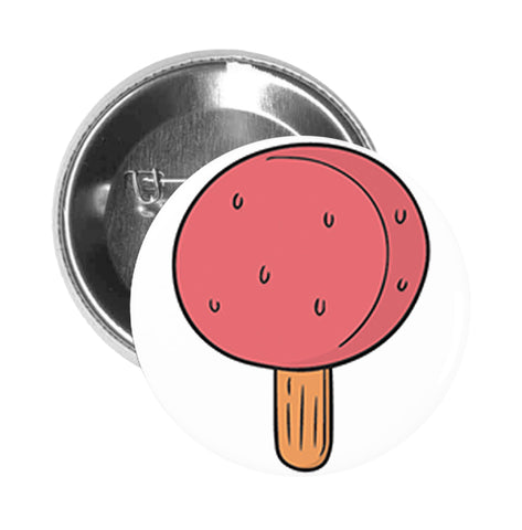 Round Pinback Button Pin Brooch Yummy Delicious Sweet Cold Frozen Dessert Cartoon Strawberry Popsicle
