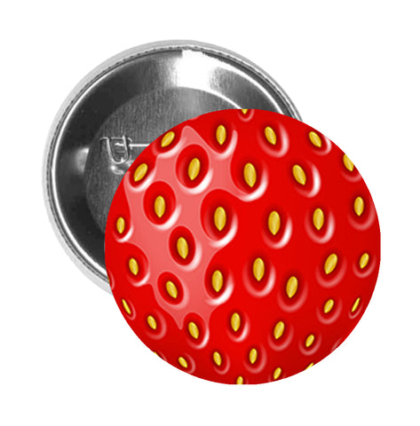 Round Pinback Button Pin Brooch Yummy Delicious Sweet Fresh Red Strawberry Cartoon - Zoom